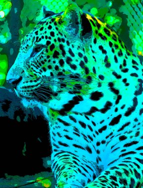 Renkli Pop Art Jaguar simgesi.