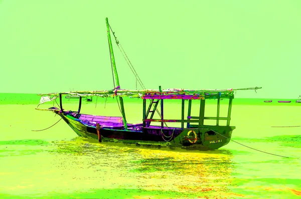 Zanzibar Tanzania 2011 Fisherman Boat Nungwi Village Zanzibar Island Tanzania — Photo