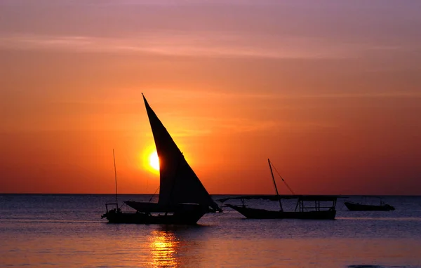 Nungwi Beach Zanzibar Tanzania 2011 Fisherman Boat Sunset Taken Nungwi — стокове фото