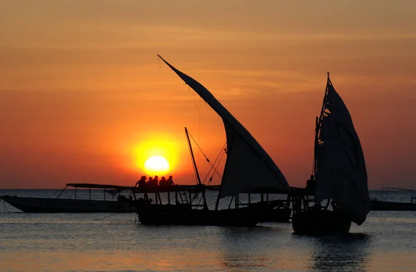 Nungwi Beach Zanzibar Tanzania 2011 Fisherman Boat Sunset Taken Nungwi — Foto de Stock