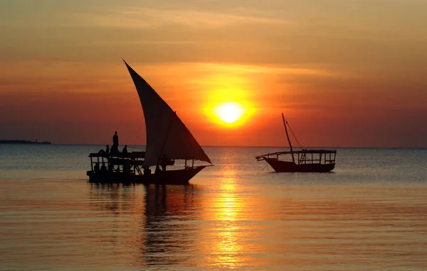 Nungwi Beach Zanzibar Tanzania 2011 Fisherman Boat Sunset Taken Nungwi — Foto de Stock