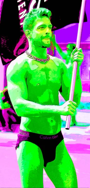 Montreal Quebec Canada 2014 Young Gay Man Pop Art Retro — Fotografia de Stock