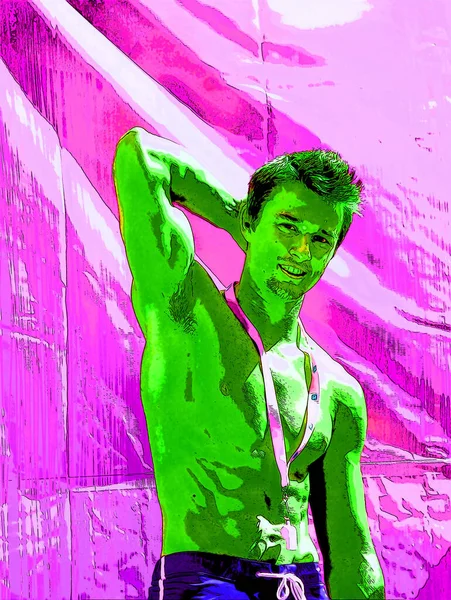 Montreal Quebec Canada 2012 Young Gay Man Pop Art Retro — Stock Photo, Image