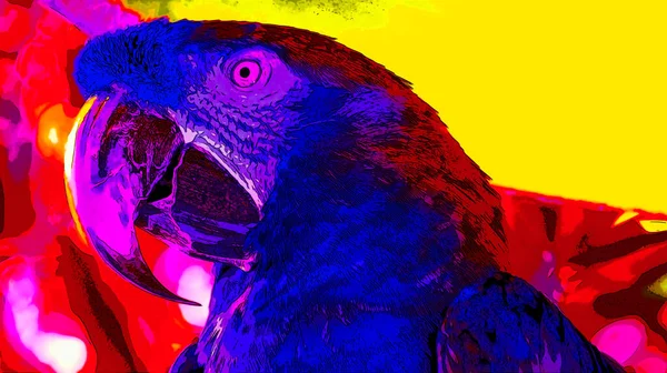 Parrot Illustration Pop Art Background Color Spots — Foto de Stock