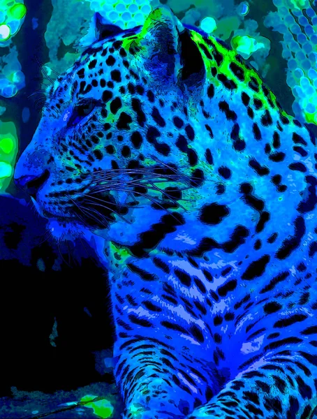 Pop Art Jaguar Icon Color Spots — Stock Photo, Image