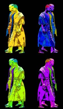 SEOUL KOREA 04 04 2013: Geleneksel gösteri sırasında Kore Ssaurabi. Ssaurabi, Koreli bir savaşçı. Anlamı da 