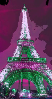 PARIS, FRANCE - 10: 12 2013: Eiffel Kulesi (Tur Eyfel) Sanat Nouveau stilinde demirden yapılmış Pop Art Eiffel Kulesi