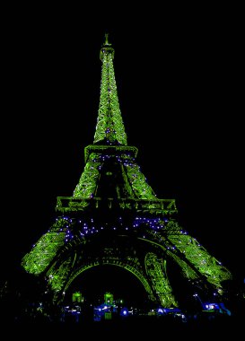 PARIS, FRANCE - 10: 12 2013: Eiffel Kulesi (Tur Eyfel) Sanat Nouveau stilinde demirden yapılmış Pop Art Eiffel Kulesi