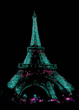 PARIS, FRANCE - 10: 12 2013: Eiffel Kulesi (Tur Eyfel) Sanat Nouveau stilinde demirden yapılmış Pop Art Eiffel Kulesi