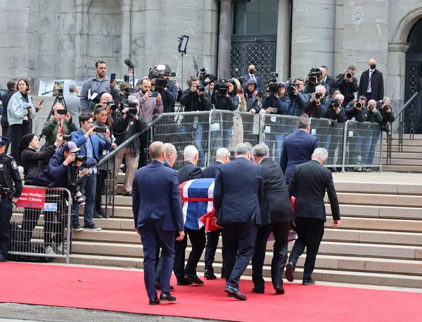 Montreal Canada 2022 Funeral Guy Lafleur 1951 2022 Front Cathedral — 图库照片