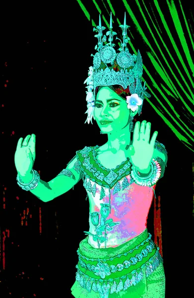 Siem Reap Cambodia 2013 Apsara Dancer Robam Tep Apsara Title — Stockfoto