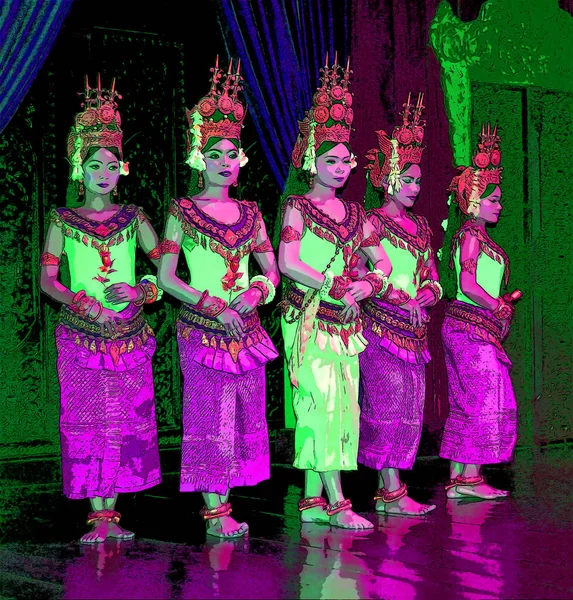 Siem Reap Cambodia 2013 Apsara Dancers Robam Tep Apsara Title — Stock Photo, Image