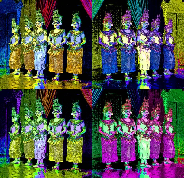 Siem Reap Cambodia 2013 Apsara Dancers Robam Tep Apsara Title — стоковое фото