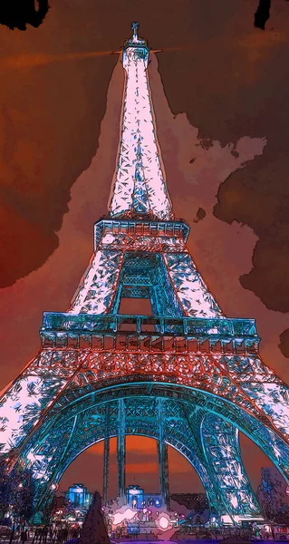 París Francia 2013 Torre Eiffel Tour Eiffel Pop Art Torre — Foto de Stock