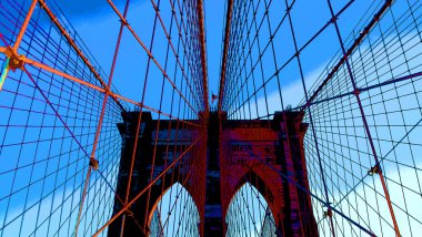 NEW YORK CITY UNITED STATES OF AMERICA - 10 27 2013: Brooklyn Bridge illustration pop-art