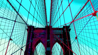 NEW YORK CITY UNITED STATES OF AMERICA - 10 27 2013: Brooklyn Bridge illustration pop-art