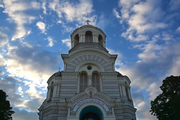 Riga Latvia Revelação Igreja Cristo Letão Kristus Apskaidrosanas Pareizticigo Baznica — Fotografia de Stock