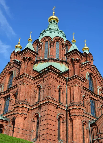 HELSINKI FINLAND - SEPTEMBER 26 2105: Uspenski Cathedral is an Eastern Orthodox cathedral in Helsinki, Finland, dedicated to the Dormition of the Theotokos (the Virgin Mary).