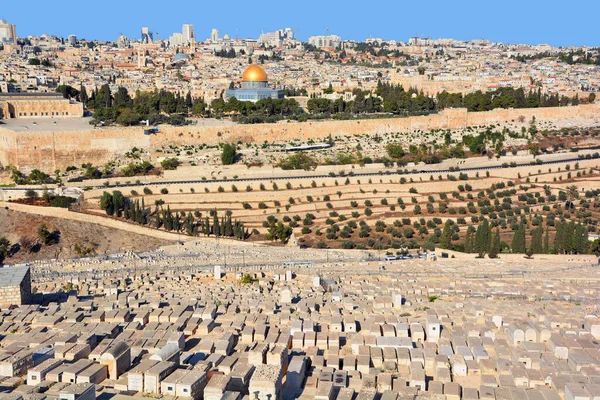 Jerusalem Israel Εβραϊκό Νεκροταφείο Στο Όρος Των Ελαιών Συμπεριλαμβανομένης Της — Φωτογραφία Αρχείου