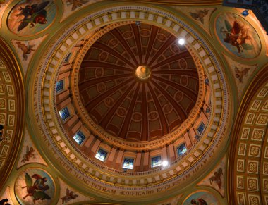 MONTREAL CANADA 10 23 2017: Interior Dome of the Cathedral-Basilica of Mary, Queen of the World in Montreal, Quebec, Canada, is the seat of the Roman Catholic archdiocese of Montreal.