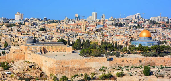 Vista Panoramica Gerusalemme Città Vecchia Monte Del Tempio Cupola Della — Foto Stock