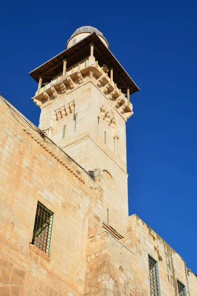 Jerusalem Israel 2016 Fakhria Μιναρέ Πύργος Στη Νοτιοδυτική Γωνία Του — Φωτογραφία Αρχείου