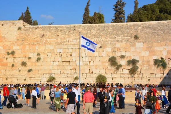 Jerusalem Israel Jewish Hasidic Men Pray Western Wall Wailing Wall — Fotografia de Stock