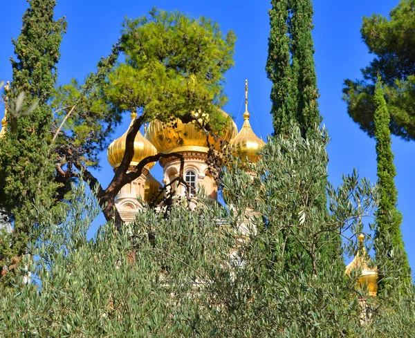 JERUSALEM ISRAEL 25 11 16: Kilisenin Altın Kubbeleri Mary Magdalene 'e adanmıştır. Mark 'ın İncili' nin 16. bölümüne göre, Magdalalı Meryem İsa 'yı ölümünden sonra gören ilk kişiydi.