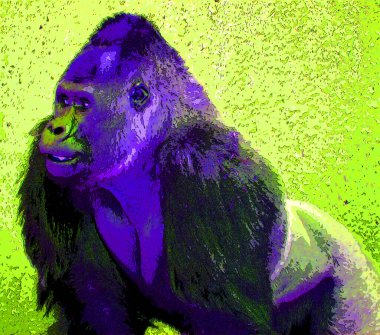 Renkli pop sanat gorili simgesi.