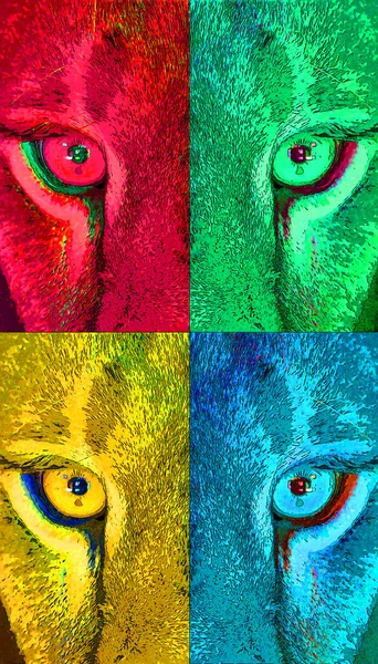 Lion Eye Sign Illustration Pop Art Background Icon Color Spots — Stock Fotó