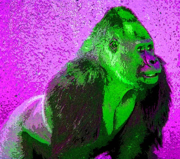Pop Art Icône Gorille Avec Des Taches Couleur — Photo