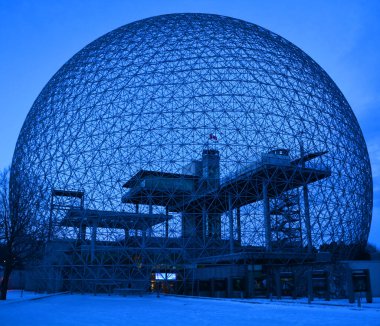 MONTREAL CANADA 02 13 2017: Biosphere is a museum in Montreal dedicated to the environment. Located at Parc Jean-Drapeau in the former pavilion of the United States for the 1967 World Fair, Expo 67.