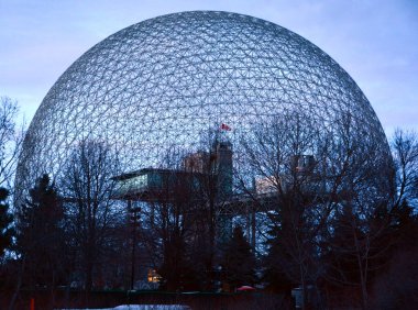 MONTREAL CANADA 02 13 2017: Biosphere is a museum in Montreal dedicated to the environment. Located at Parc Jean-Drapeau in the former pavilion of the United States for the 1967 World Fair, Expo 67.