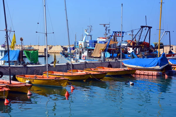 Jaffa Israel 2016 Barche Pesca Sul Mare Mediterraneo Nel Vecchio — Foto Stock