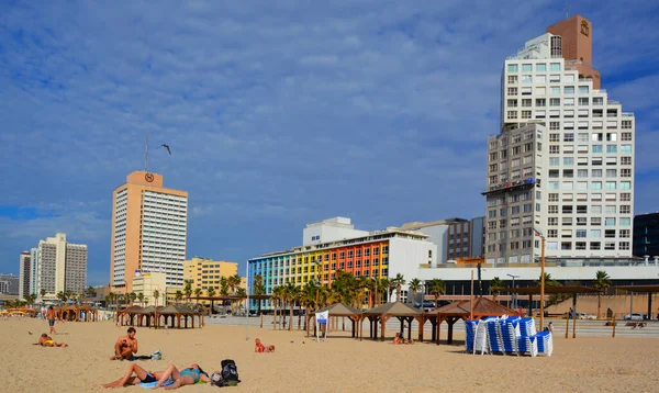 TEL AVIV ISRAEL 04 11 2016: Beach of Tel Aviv-Yafo is a major city in Israel. It is known to be the financial center and the technology hub of Israel is the largest city in the Gush Dan region 