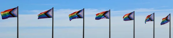 Прапор Гордості Прогресу Англ Row Progress Pride Flag Варіант Райдугового — стокове фото