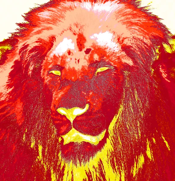 Tanda Singa Jantan Mengilustrasikan Ikon Latar Belakang Seni Pop Dengan — Stok Foto
