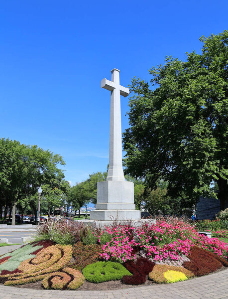 QUEBEC CITY QUEBEC CACADA 08 28 2022: The iconic Cross of Sacrifice, designed by Sir Reginald Blomfield in 1918 for the Imperial in honour of the 219 Quebecois killed in WW1.