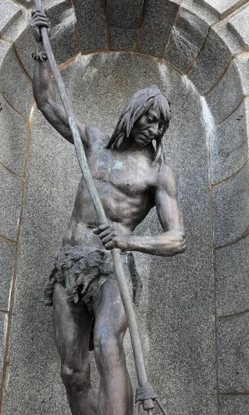 Quebec City Quebec Canada 2022 Statue Für Die Ureinwohner Vor — Stockfoto