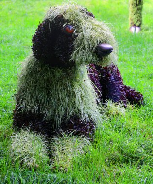 QUEBEC ŞEHRİ CANADA 08: 15 2022: Mozaikürdeki Köpek Bir Zamanlar Dünya Üzerinde, sergi gezegenimizdeki yaşamın güzelliği için bir ilahi olacak.