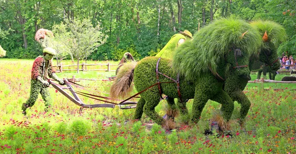 Ciudad Quebec Canadá 2022 Caballo Mosaicultura Érase Una Vez Tierra — Foto de Stock