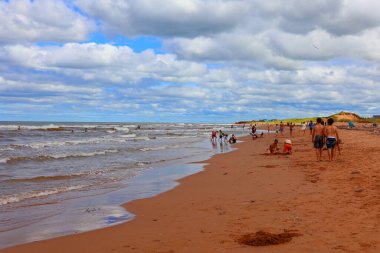ThUNDER Koyu PRINCE EDWARD ADASI 08 19 2022: Thunder Cove Sahili Prince Island 'daki en çok fotoğraflanan kaya oluşumlarından biridir ve on yıllardır orada bulunmaktadır..