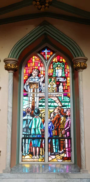 Charlottetown Prince Edwards Island 2022 Stained Glass Window Cathedral Parish — Stock Photo, Image