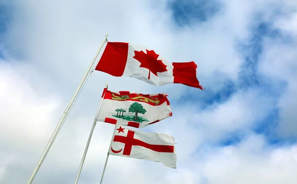 Kanadas Flagga Prins Edward Island Och Kmaq Folket Lennox Island — Stockfoto