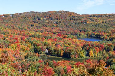 Bromont, Shefford Quebec eyaleti Kanada 'nın sonbahar manzarası