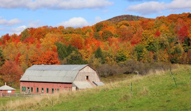 BROMONT QUEBEC CANADA 10 10 2022: Bromont 'un kırsal kesimindeki Brome-Missisquoi Bölgesel İlçe Belediyesi' nde yer almaktadır.