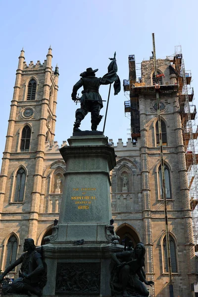 Montreal Quebec Canada 2022 Verbouwing Place Arme Notre Dame Basiliek — Stockfoto