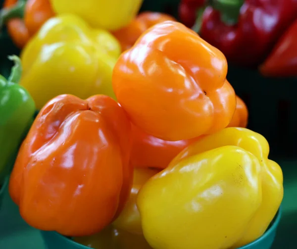 Capsicum Pimentão Orgânico Fresco Exposição Para Venda Loja Departamentos Mercado — Fotografia de Stock