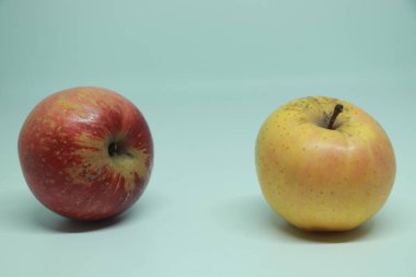 colorful apples, red and yellow fruit, isolated on white background, clipping path, full depth of field