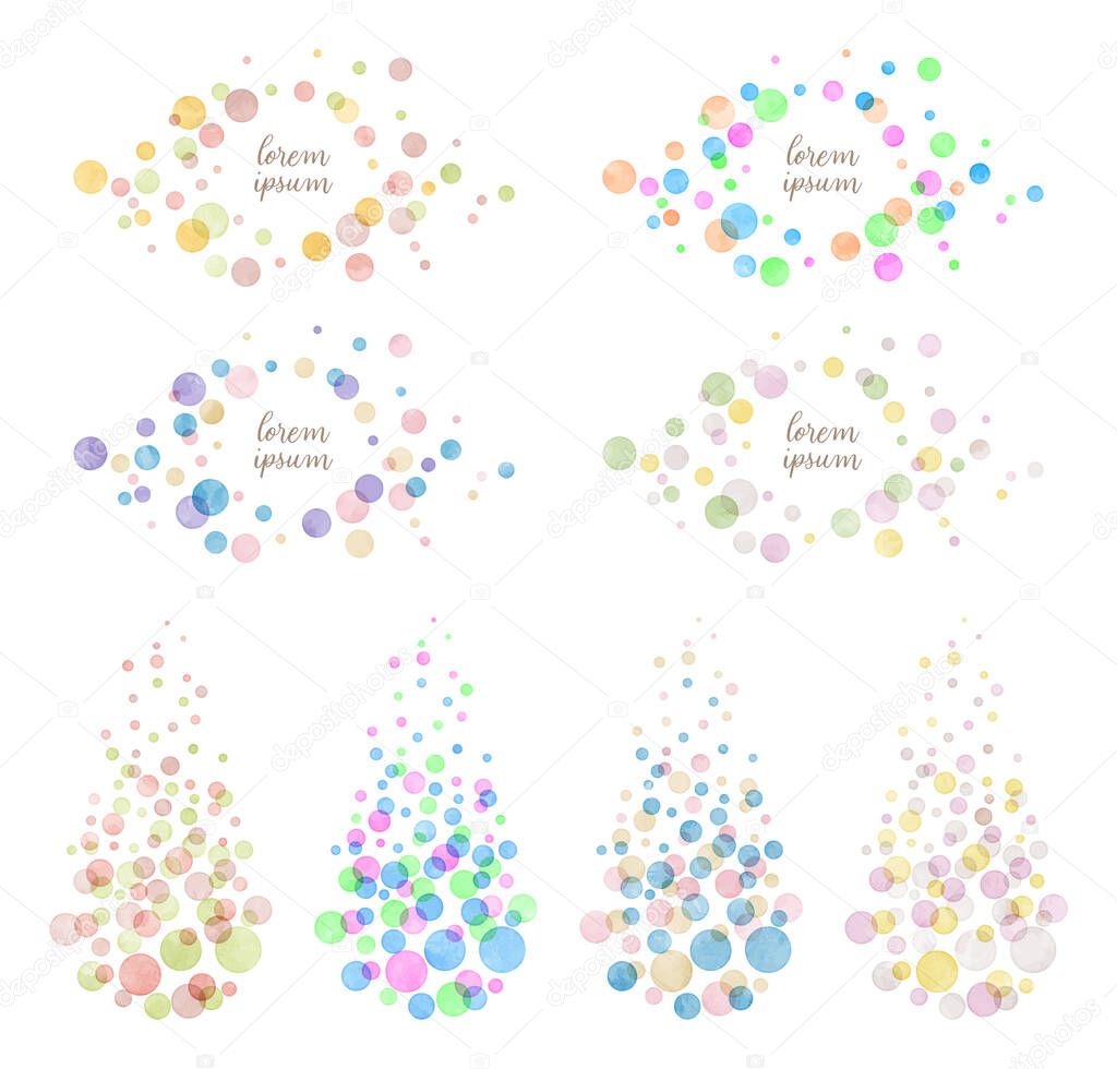 colorful watercolor vector dot frames and decorations